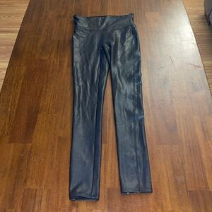 Spanx Black Faux Leather Leggings. Size XS